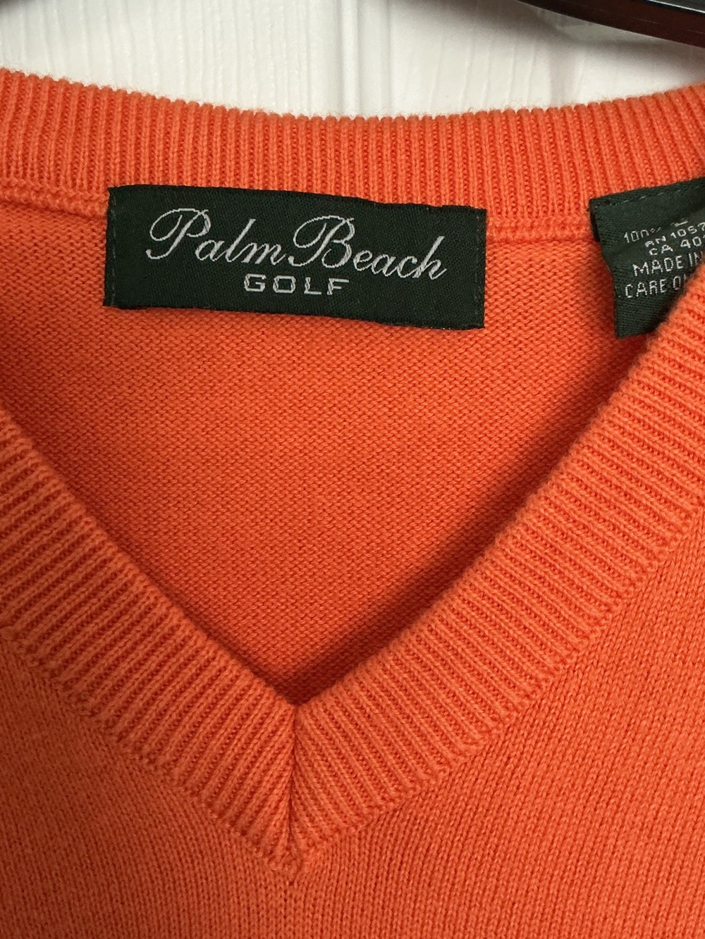 Men’s Palm Beach Golf Orange Argyle Sweater Vest 100%Cotton V-Neck Preppy Size L - Picture 5 of 7